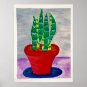 Speelse Kleurrijke Potted Snake Plant Art Poster (Voorkant)