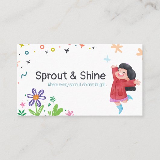 Speelse kleurrijke vrolijke heldere bloem pastel visitekaartje (Voorkant)