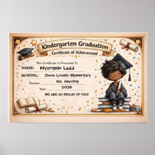 Speelse kleuterdiploma certificaat poster