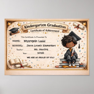 Speelse kleuterdiploma certificaat poster