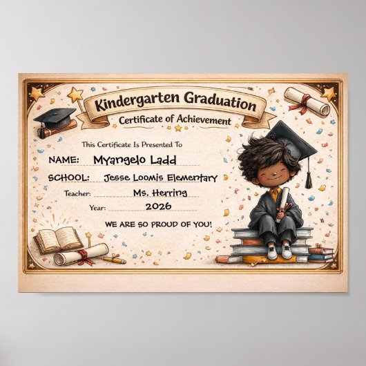 Speelse kleuterdiploma certificaat poster (Voorkant)