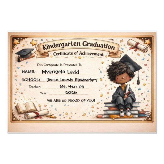 Speelse kleuterschool diploma foto afdruk (Voorkant)