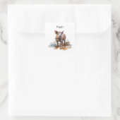 Speelse Knorretje, op maat Vierkante Sticker (Tas)