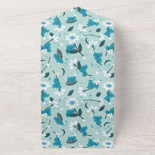 Speelse Koala Patroon Leuke Dier en Natuur Kunst All In One Uitnodiging (Buitenkant)