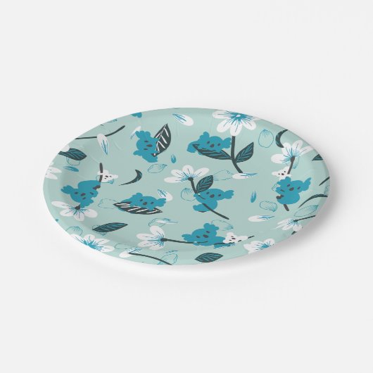 Speelse Koala Patroon Leuke Dier en Natuur Kunst Papieren Bordje (Gekanteld)