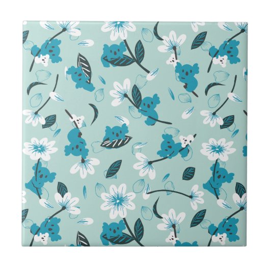 Speelse Koala Patroon Leuke Dier en Natuur Kunst Tegeltje (Voorkant)