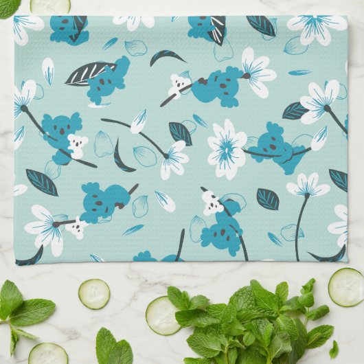 Speelse Koala Patroon Leuke Dier en Natuur Kunst Theedoek (Gevouwen)