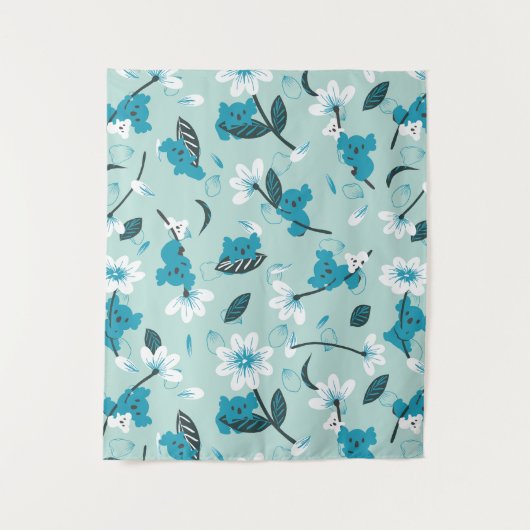 Speelse Koala Patroon Leuke Dier en Natuur Kunst Wandkleed (Voorkant)