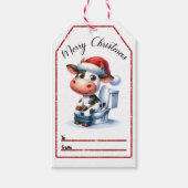 Speelse koe Kerst label ontwerp Cadeaulabel (Voorkant)