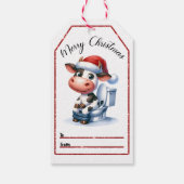 Speelse koe Kerst label ontwerp Cadeaulabel (Achterkant)