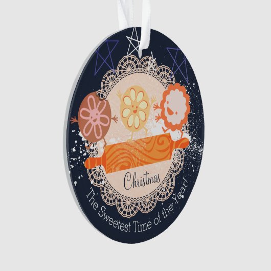 Speelse koekjes rollende pin kerst ornament (voorkant)