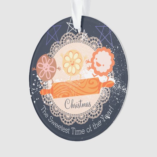 Speelse koekjes rollende pin kerst ornament (voorkant)