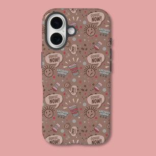 Speelse koffie nu Mocha patroon iPhone 16 Hoesje