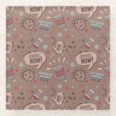 Speelse koffie nu Mocha patroon Glazen Onderzetter (Voorkant)