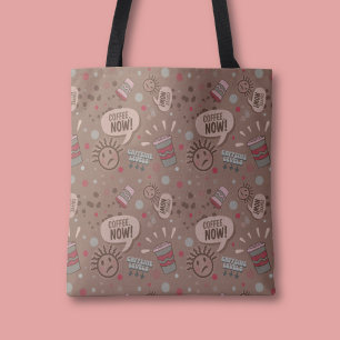 Speelse koffie nu Mocha patroon Tote Bag