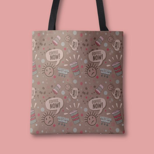 Speelse koffie nu Mocha patroon Tote Bag