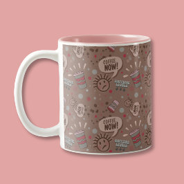 Speelse koffie nu Mocha patroon Tweekleurige Koffiemok