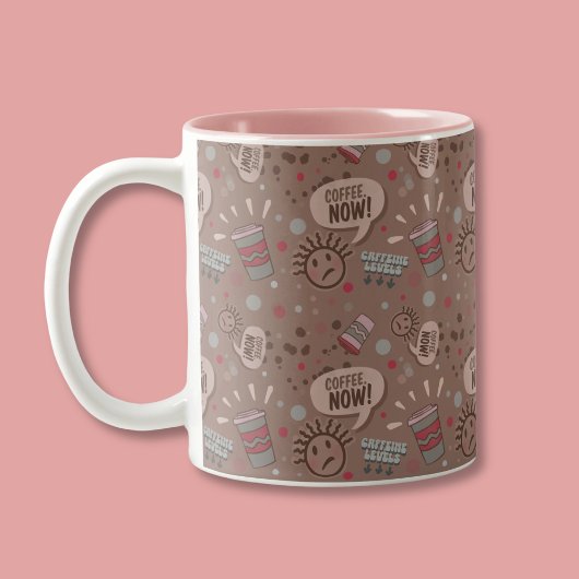 Speelse koffie nu Mocha patroon Tweekleurige Koffiemok