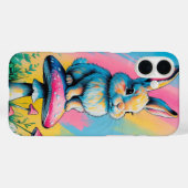 Speelse konijn op paddestoel kleurrijke dierlijke Case-Mate iPhone case (Achterkant (horizontaal))