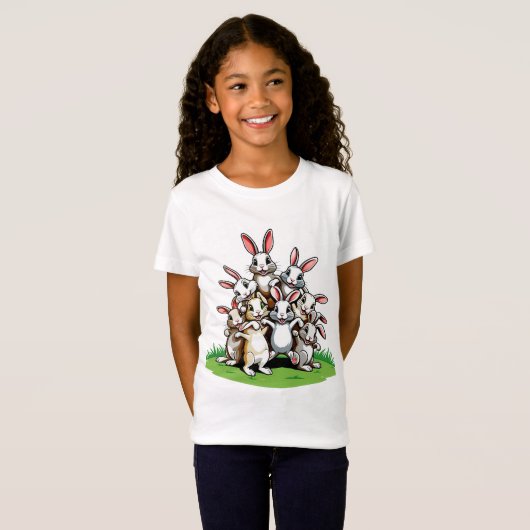 Speelse konijnen Leapfrog T-shirt ontwerp (Voorkant volledig)