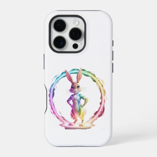 Speelse Konijnengeluk iPhone Hoesje (Achterkant)