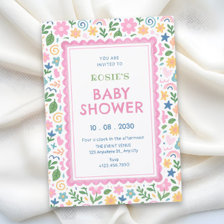 Speelse krabbel babyshower kaart