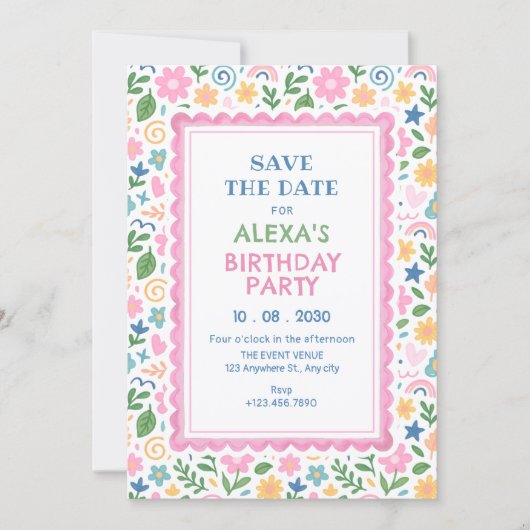 Speelse krabbel verf save the date (Voorkant)