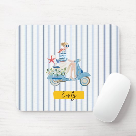 Speelse kustmotorfiets muismat (Met muis)