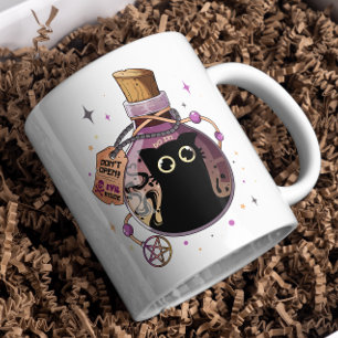 Speelse Kwaadaardige Kattenmonster Gevangen In Pot Koffiemok