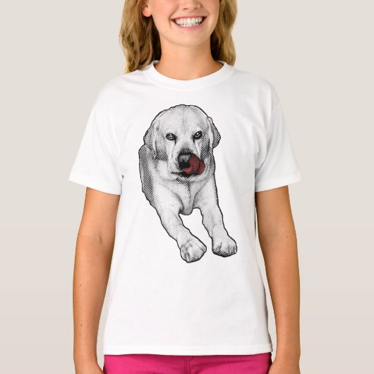 Speelse Lab, rode vakantie vonk T-shirt (Voorkant)
