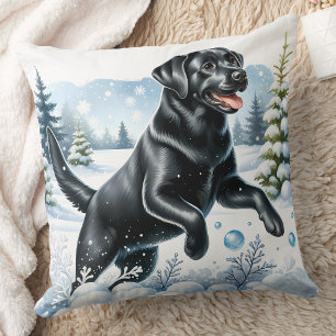 Speelse Labrador Retriever Christmas Snow Dog Kussen