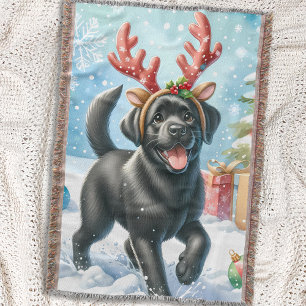 Speelse labrador retriever hond kerst puppy deken