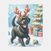 Speelse labrador retriever hond kerst puppy fleece deken (Voorkant)