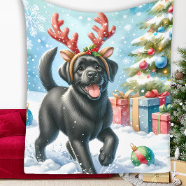 Speelse labrador retriever hond kerst puppy fleece deken