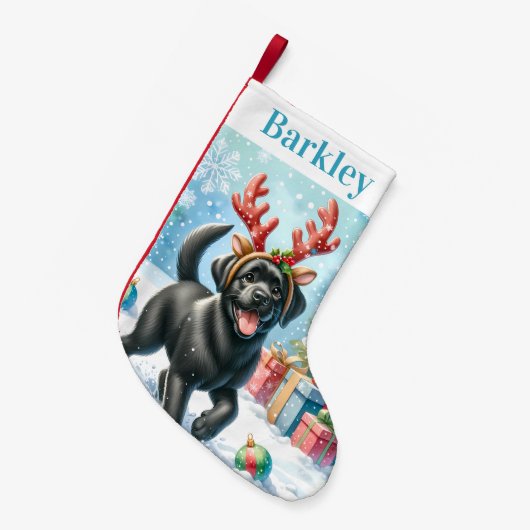 Speelse Labrador Retriever Schattige Happy Puppy D Kleine Kerstsok (Voorkant (Hangend))