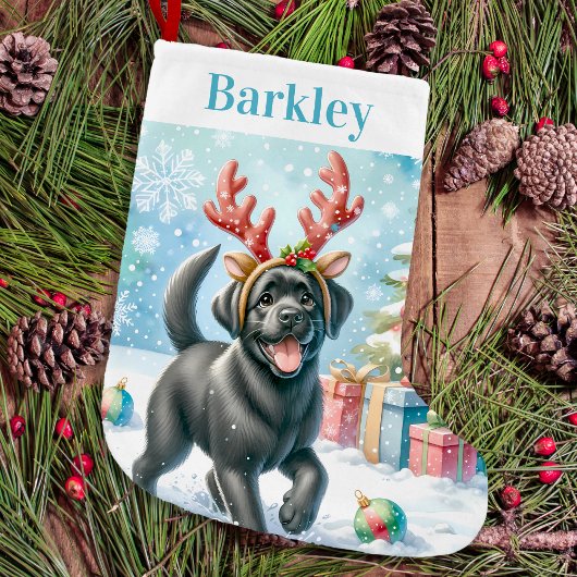 Speelse Labrador Retriever Schattige Happy Puppy D Kleine Kerstsok