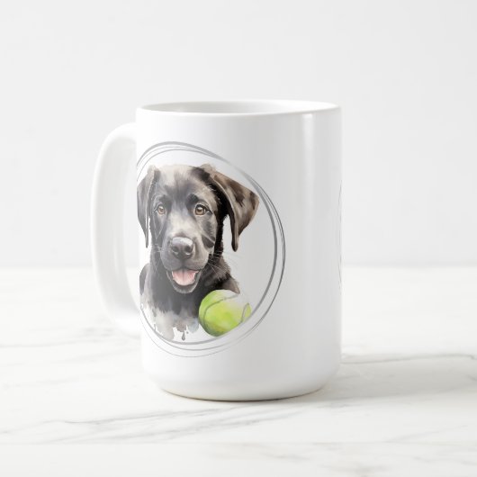 Speelse Labrador Retriever Waterverf Puppy Dog Koffiemok (Voorkant links)