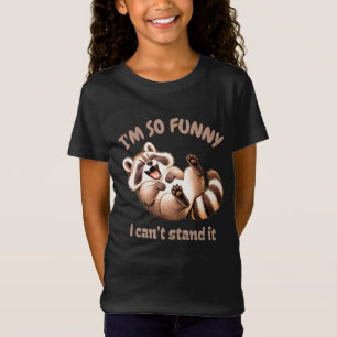 Speelse Lachende Wasbeer Cartoon T-shirt