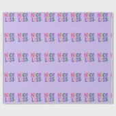 Speelse Lavendel 'Nice List' Kersttypografie Cadeaupapier (Vlak)