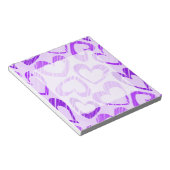 Speelse lavendel paarse malle schets hart patroon notitieblok (Schuin)