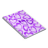 Speelse lavendel paarse malle schets hart patroon notitieboek (Rechterzijde)