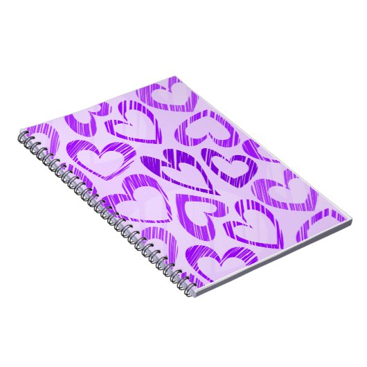 Speelse lavendel paarse malle schets hart patroon notitieboek (Rechterzijde)