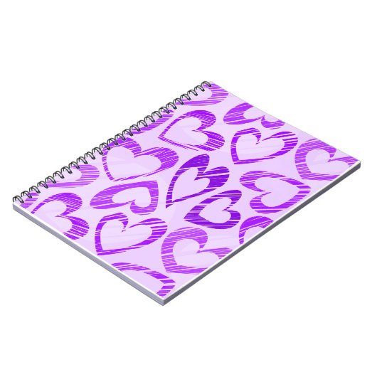 Speelse lavendel paarse malle schets hart patroon notitieboek (Linkerzijde)