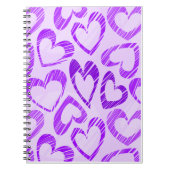 Speelse lavendel paarse malle schets hart patroon notitieboek (Voorkant)