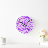 Speelse lavendel paarse malle schets hart patroon ronde klok (Huis)