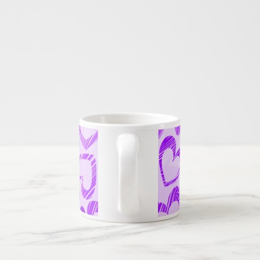 Speelse Lavendel Paarse Schattigee Schets Hartpatr Espresso Kop (Achterkant)