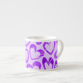 Speelse Lavendel Paarse Schattigee Schets Hartpatr Espresso Kop (Voorkant rechts)