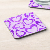 Speelse Lavendel Paarse Schattigee Schets Hartpatr Onderzetter (Linkerzijde)
