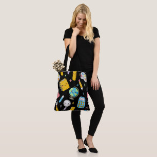 Speelse Leer – Schattige Naadloos Onderwijs Patroo Tote Bag