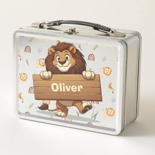 Speelse Leeuw met Houten Naambord (Voorkant)